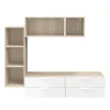 Meuble TV 4 tiroirs effet chêne et blanc GoodHome Atomia H. 150 x L. 225 x P. 37 cm