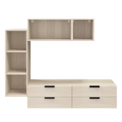 Meuble TV 4 tiroirs effet chêne GoodHome Atomia H. 150 x L. 225 x P. 37 cm