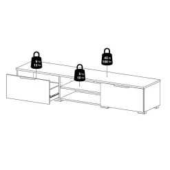 Meuble TV 2 tiroirs et 2 niches L173 cm - BILLIE