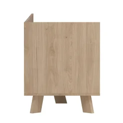 Meuble TV Agathis, Buffet de salon, Armoire basse pour TV, Base murale de rangement, 182x51 h62 cm, Chêne clair et Blanc