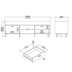 Meuble TV Agathis, Buffet de salon, Armoire basse pour TV, Base murale de rangement, 182x51 h62 cm, Chêne clair et Blanc
