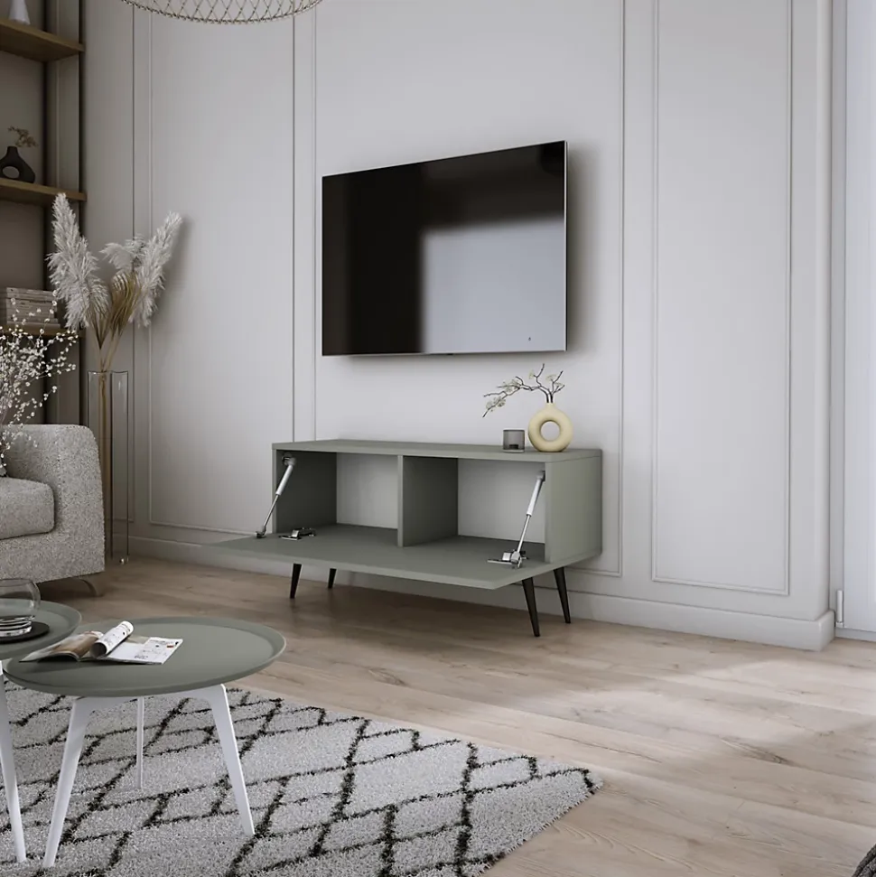 Meuble TV, Aloès, 100 x 52 x 32 cm, jambes noires