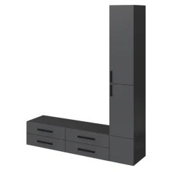Meuble TV anthracite avec 4 tiroirs et 3 portes GoodHome Atomia H. 225 x L. 187,5 x P. 35 cm
