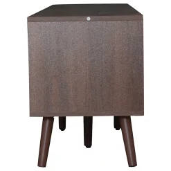 Meuble TV avec 2 Portes et 2 Tiroirs, Style Rétro Naturel en Rotin Tressé, Panneau de Particules, 200x37x49,5 cm - Brun