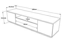 Meuble TV avec 3 portes et 1 niche - Blanc et naturel - LOTULA