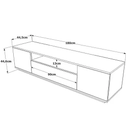 Meuble TV avec 3 portes et 1 niche - Anthracite et naturel - LOTULA