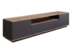 Meuble TV avec 3 portes et 1 niche - Anthracite et naturel - LOTULA