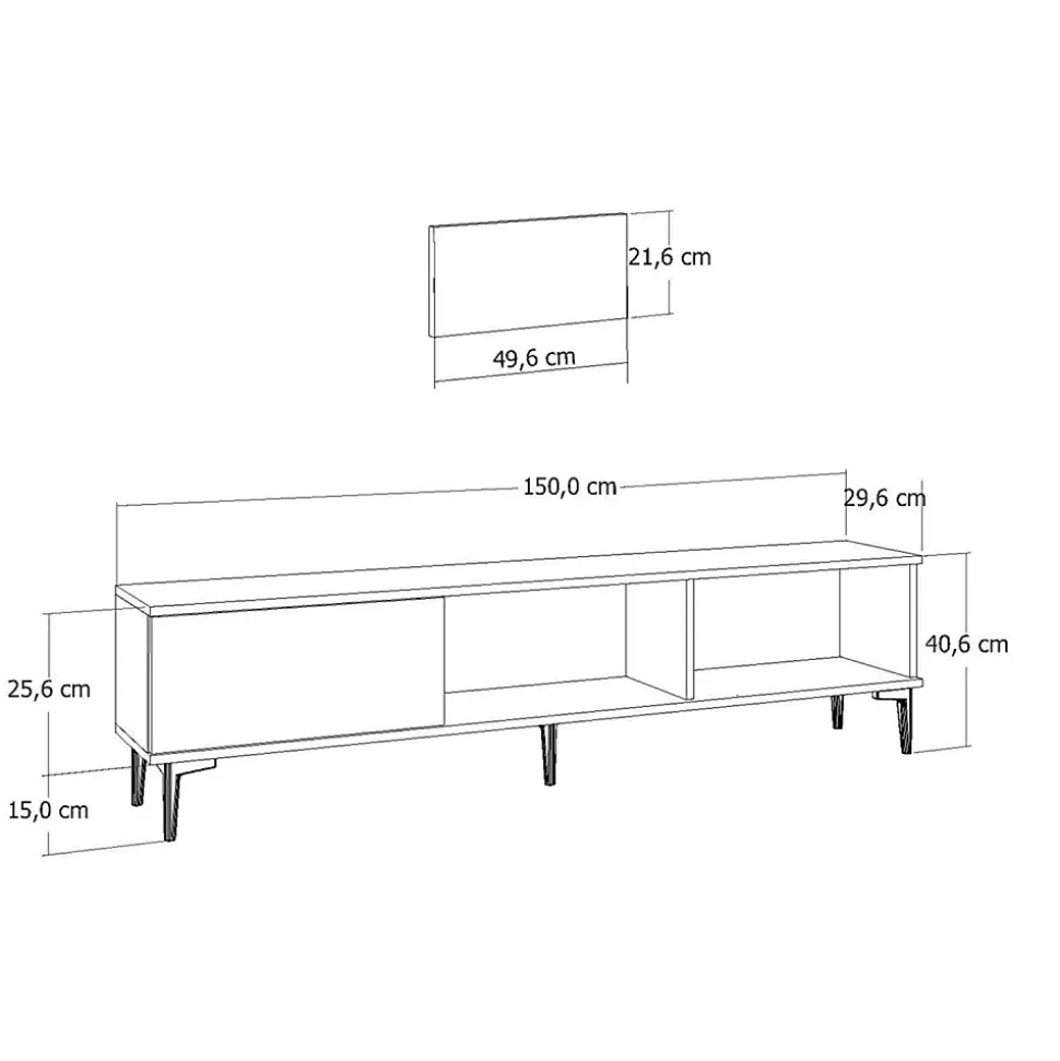 Meuble TV avec cheminée LED 150cm gris anthracite et noir - FYRA
