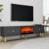 Meuble TV avec cheminée LED 150cm gris anthracite - FYRI