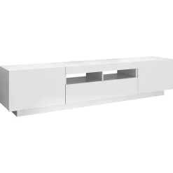 Meuble TV avec lumières LED Blanc 180x35x40 cm