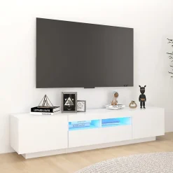 Meuble TV avec lumières LED Blanc 180x35x40 cm