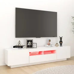 Meuble TV avec lumières LED Blanc 180x35x40 cm