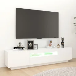 Meuble TV avec lumières LED Blanc 180x35x40 cm