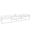 Meuble TV, Banc Télé, 288x35x45cm, TV grand format, Blanc et Chêne Soft