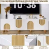 Meuble TV Bas Moderne - 4 Portes et Rangement avec Pieds en Bois - MDF + PB - 175x38x50 cm - Naturel/Blanc
