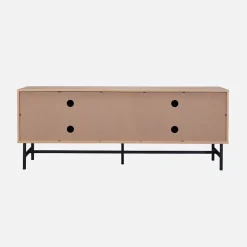 Meuble TV. Bazalt. effet chêne. quatre portes. deux étagères. L 157.5 x l 39 x H 60cm