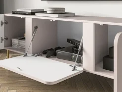 Meuble TV beige cachemire 2 portes avec abattant 160 cm LOPPA