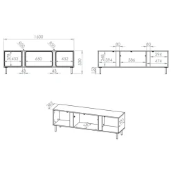 Meuble TV beige cachemire 2 portes avec abattant 160 cm LOPPA
