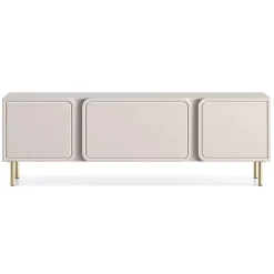 Meuble TV beige cachemire 2 portes avec abattant 160 cm LOPPA