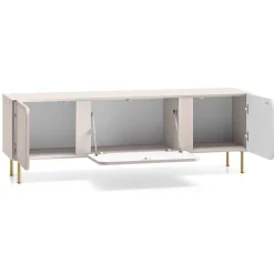 Meuble TV beige cachemire 2 portes avec abattant 160 cm LOPPA