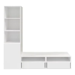 Meuble TV blanc 1 porte 2 tiroirs GoodHome Atomia H. 187,5 x L. 200 x P. 47 cm