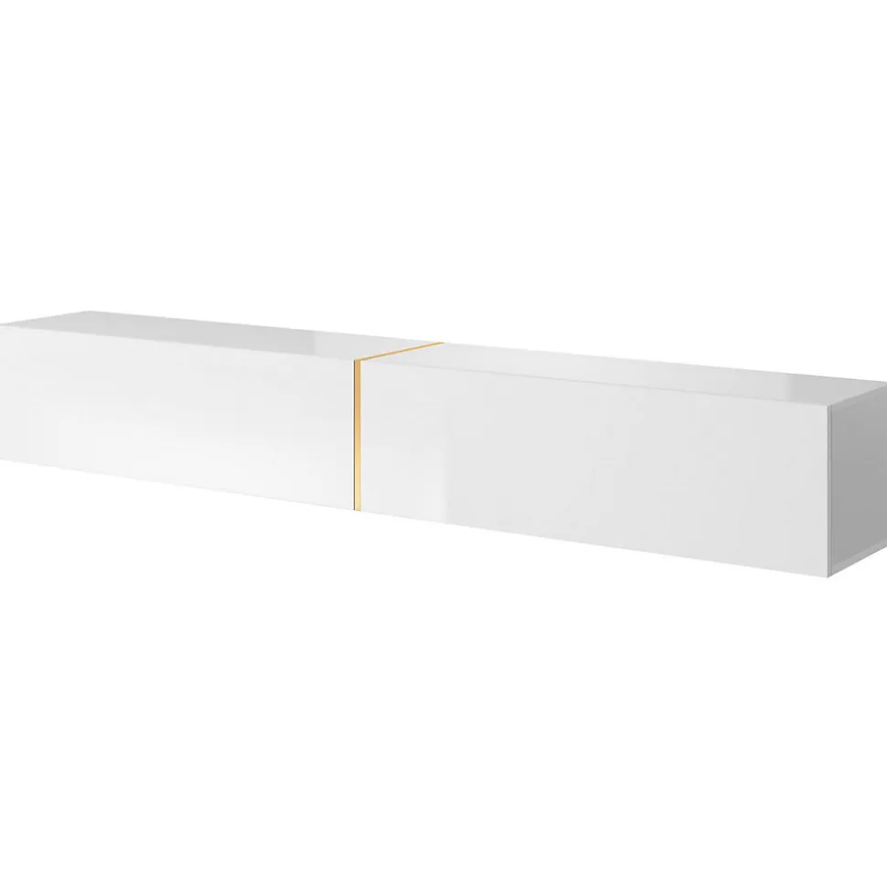 Meuble TV blanc avec détail doré 200 cm BISIRA