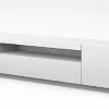 MEUBLE TV BLANC LAQUE 2M00 AVEC 3 ESPACES DE RANGEMENT FERMES ET UNE NICHE OUVERTE - KIMI