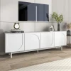 Meuble TV blanc, meuble bas avec panneaux réglables, pour salon ou chambre, charge 50 kg