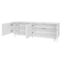 Meuble TV blanc, meuble bas avec panneaux réglables, pour salon ou chambre, charge 50 kg