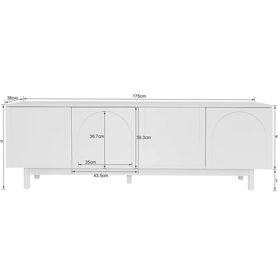 Meuble TV blanc, meuble bas avec panneaux réglables, pour salon ou chambre, charge 50 kg