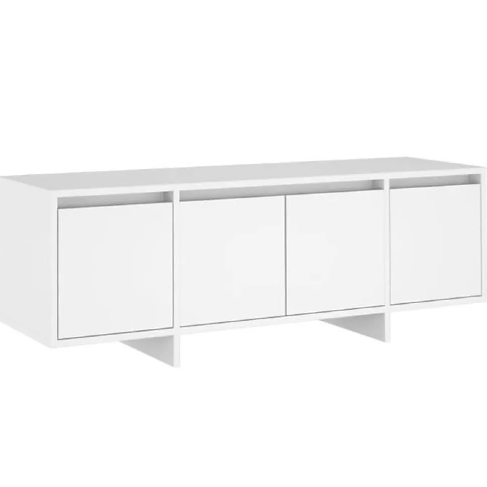 Meuble TV Blanc 120x30x40,5 cm Bois d ingénierie
