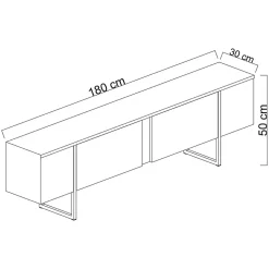 Meuble TV bois et or avec rangement 180 cm - BEARN