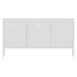 Meuble TV Castelli acier 114 x 40 x 60 cm blanc en.casa