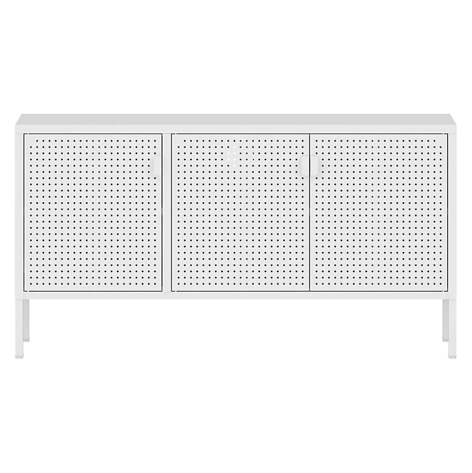 Meuble TV Castelli acier 114 x 40 x 60 cm blanc en.casa