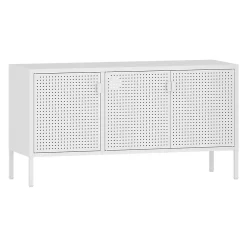 Meuble TV Castelli acier 114 x 40 x 60 cm blanc en.casa