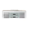 Meuble tv 180cm, 2 portes, collection JET, coloris blanc laqué brillant et gris aspect béton