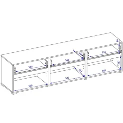 Meuble TV 180cm coloris chene et noir collection HAVANA. Meuble design avec 3 portes et 3 tiroirs.
