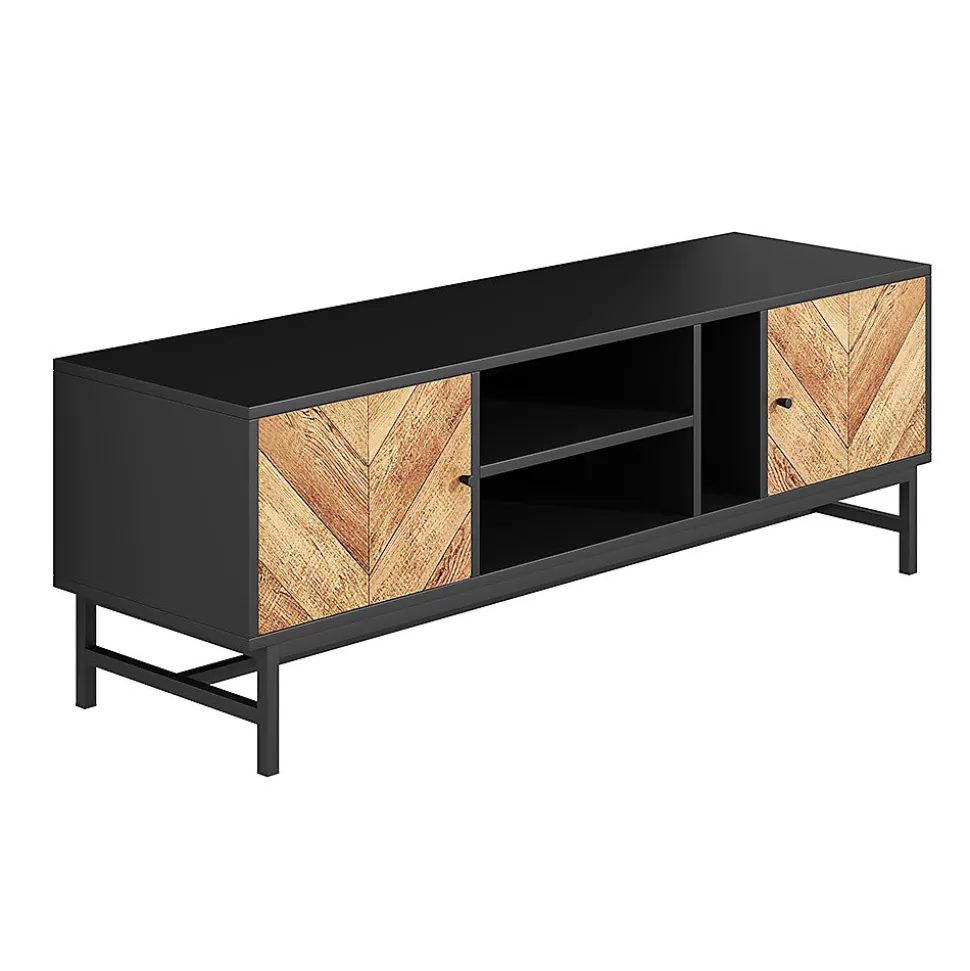 Meuble TV 150cm moderne minimaliste armoires compartiments horizontaux/verticaux