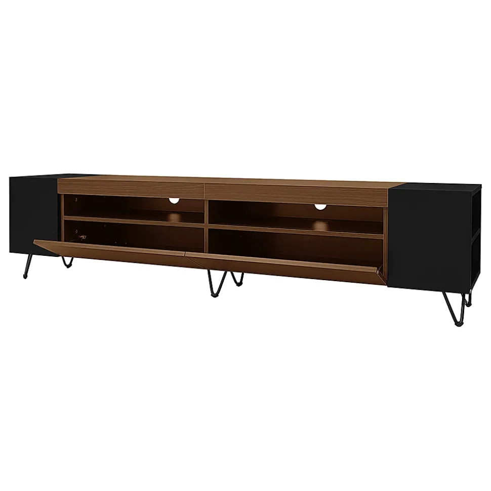 Meuble TV 180cm noir aspect bois design contemporain salon