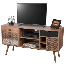 Meuble TV collection ALTA coloris chene avec 4 tiroirs Design scandinave et rangements pratiques