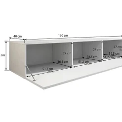 Meuble TV contemporain - Sonoma/blanc - Mélamine - 160x40x32 cm