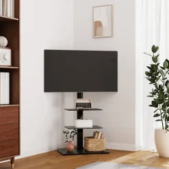 Meuble TV d angle 3 niveaux pour 32 65 pouces noir