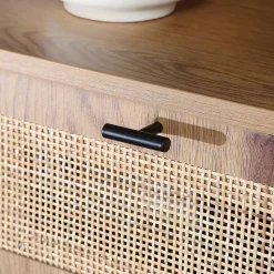 Meuble TV d'Angle 1 Porte avec Cannage Rotin L100 cm - JAYA