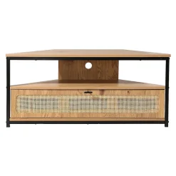 Meuble TV d'Angle 1 Porte avec Cannage Rotin L100 cm - JAYA