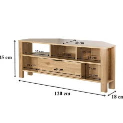 Meuble TV d'Angle 1 Tiroir Décor Chêne - L120 cm