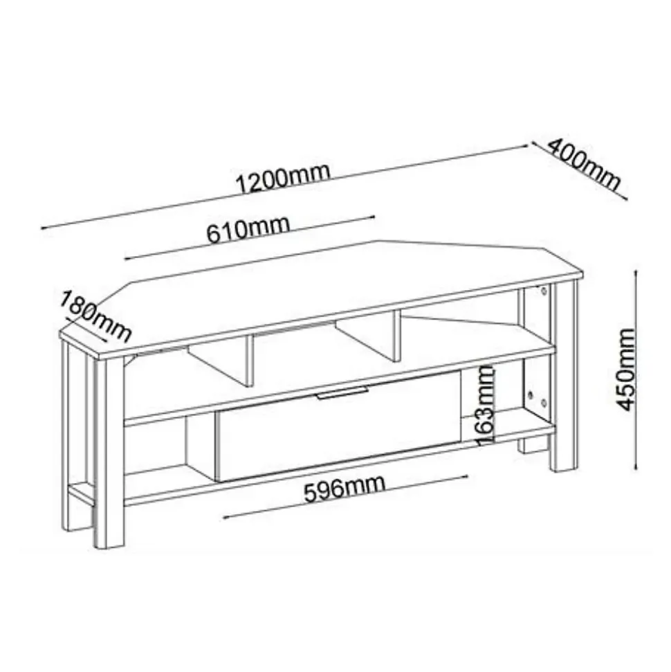 Meuble TV d'Angle 1 Tiroir Décor Chêne - L120 cm