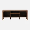 Meuble TV décor bois 2 portes 1 tiroir 140cm noyer - 140 x 42 x 55 cm - Harmony