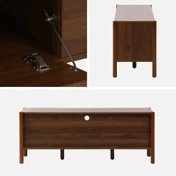 Meuble TV décor bois 2 portes 1 tiroir 140cm noyer - 140 x 42 x 55 cm - Harmony