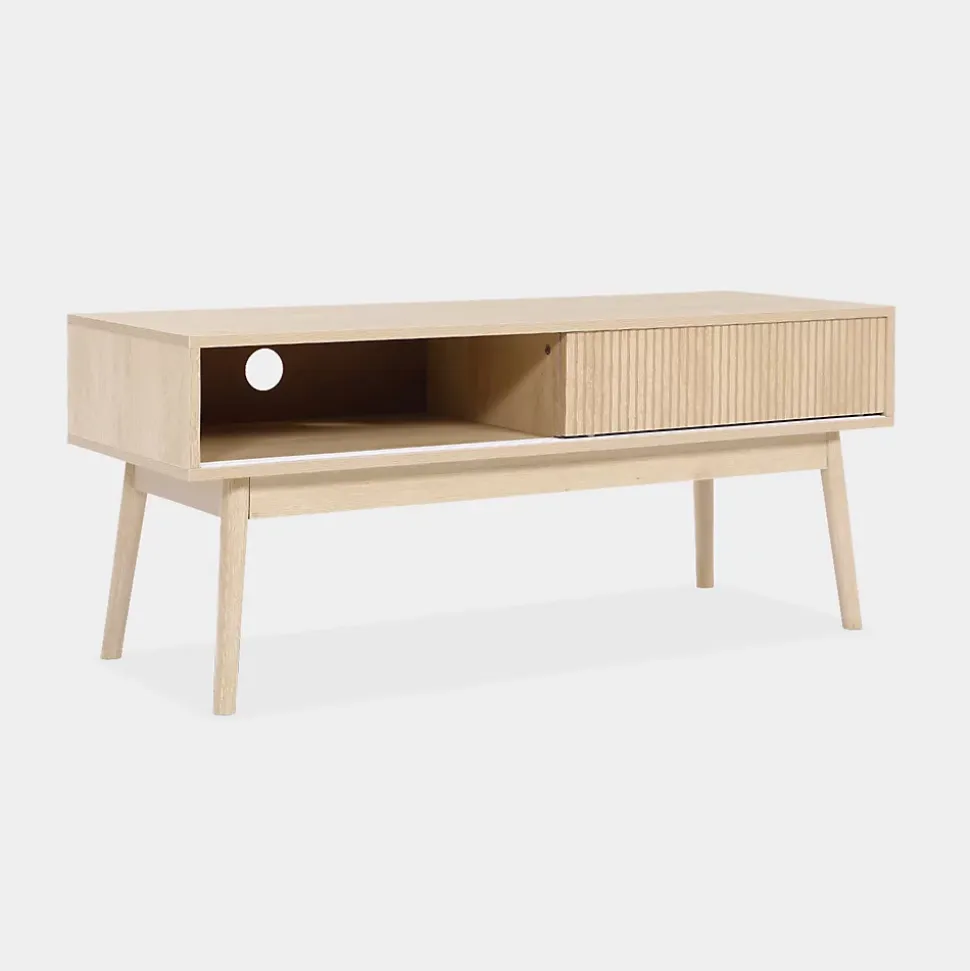 Meuble TV décor bois. 2 portes coulissantes L 115 x l 40 x H 48cm - Linear