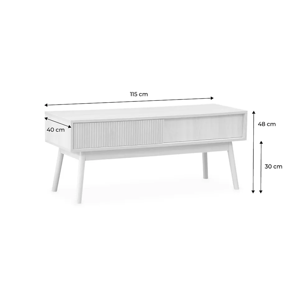 Meuble TV décor bois. 2 portes coulissantes L 115 x l 40 x H 48cm - Linear